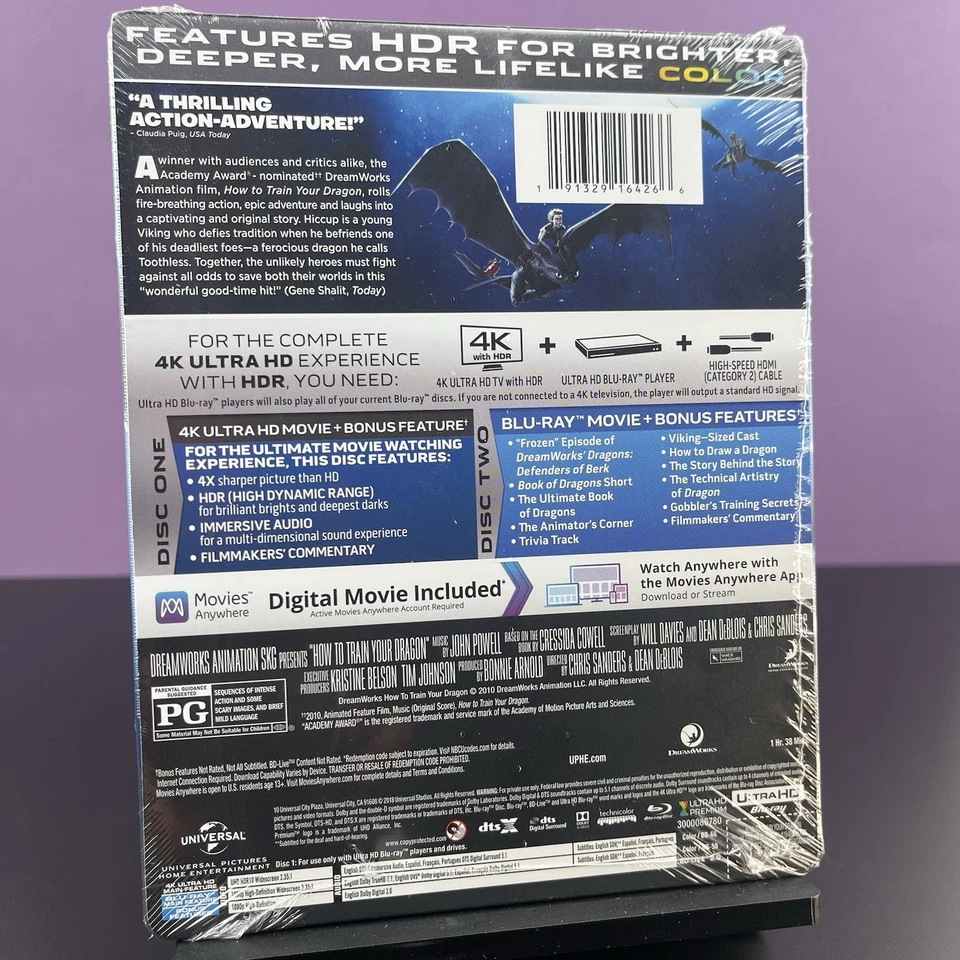 How To Train Your Dragon (4K UHD•Blu-ray, 2010) Limited Edition Steelbook READ - Image 2 of 4