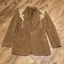 Vintage Pioneer Wear Brown Deer Sports Jacket Men 42 Corduroy Western Cowboy