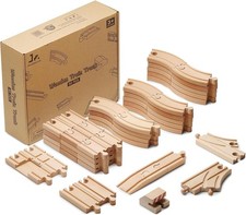 52-Piece Wooden Train Track Lot Railway Set
