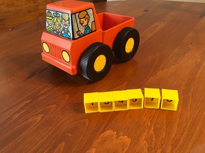 VTG 70s Tupperware Tupper Toys Truck Orange Pick Em Up Toy +5 Number Cubes #1342