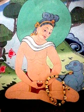 Tilopa 84 Mahasiddhas Buddhist monk thangka painting skull ox mala rosary shaman