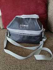 LL Bean Flip Top Zip Lunch Box Manico Isolato Cinghia Borsa Riflettente 9x5x5 Grigio