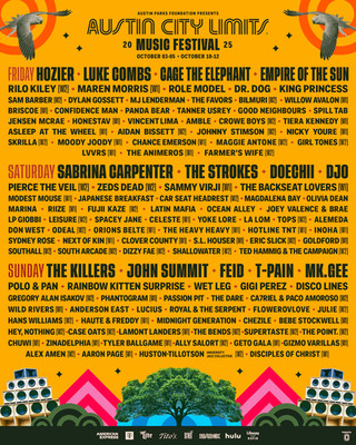 Austin City Limits Music Festival 2025 Poster TX On Oct 3-5 & 10-12 2025