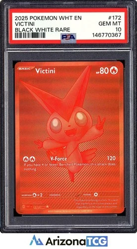 Pokemon 2025 Victini 172/086 Black White Rare White Flare GEM MINT PSA 10