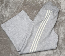 Adidas Originals Offset 3 Stripe Gray White Wide Leg Pants Womens Size M NWOT
