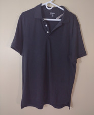 J. Crew Polo Shirt Men's Large Black Short Sleeve 1/4 Button Cotton NEW KT