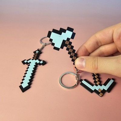 Tools Keychain 3D Printed | Sword | Axe | Pickaxe |Keychain | Kids gift