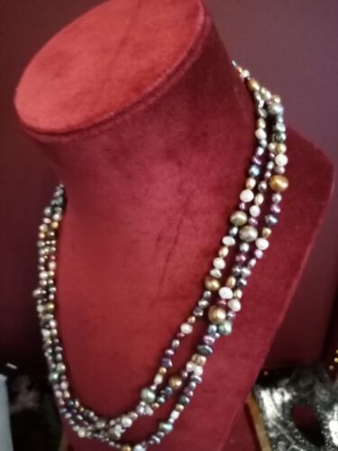 Pearls Freshwater Cultured Multi Colour 76" Long Honara - Picture 3 of 14