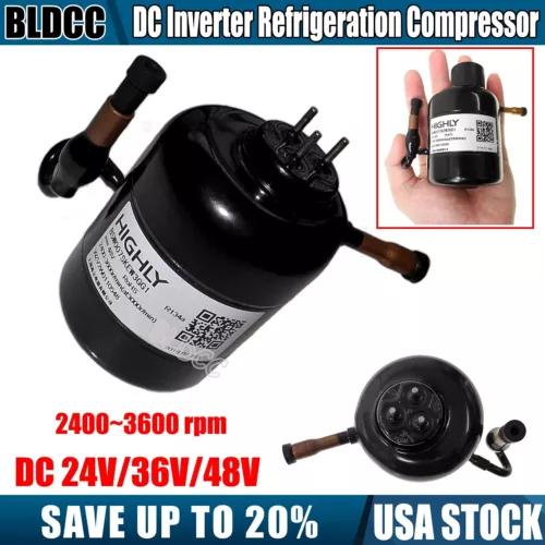 DC24V/36V/48V Ultra-quite Micro DC Inverter Refrigeration Compressor DIY Cooling