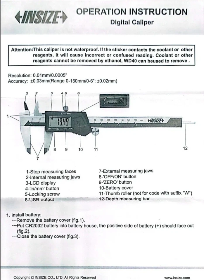 INSIZE Digital Caliper 0-150mm/0-6" OR 0-200mm/0-8" - Image 3 of 4