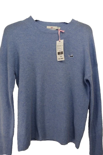 Vineyard Vines Womens Light Blue Cashmere Crew Neck Cotton Sweater Top Size XXS