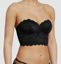  150 Cosabella Womens Black Ballet Half-Cup Sheer Lace Bustier Bralette Size 34B