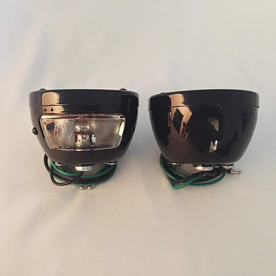 Luces traseras Ford Modelo A 1928-31 6 voltios con lente acanalada roja, TODAS NEGRAS -1 PAR Foto 4 de 4