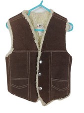 Genuine Leather Kids Suede Vest W/Sherpa Lining Sz 4, Vintage 70s Style