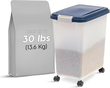Airtight Pet Food Storage Container 30lb Dog Cat Bin Wheels BPA Free Fresh