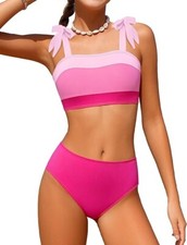 2 Piece Swimsuit Plus Size 3XL Colorblock Pink