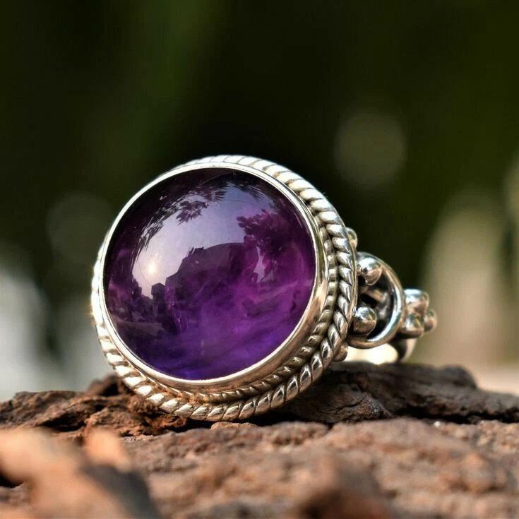 Amethyst Unisex Adjustable Ring In German Silver - Dr Vedant Sharmaa