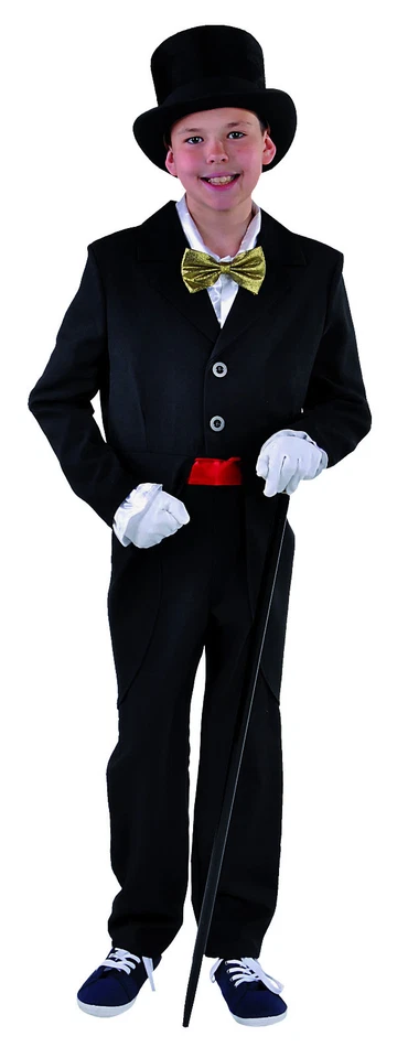 NIÑOS - Abrigo trasero negro, cabaret / espectáculo / victoriano - edades 3 a 14   Foto 2 de 3