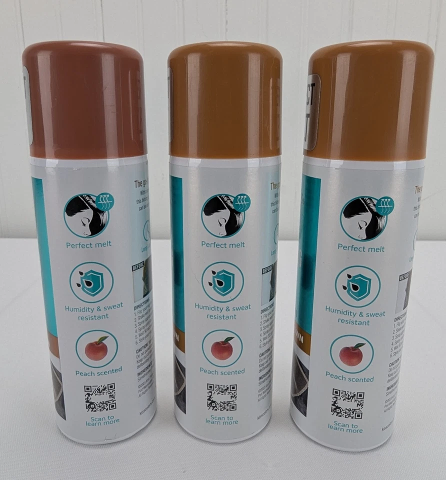Kiss Colors Care Lace Tinting Spray Medium Brown Lot of 3 Quick Drying 3oz Each - Image 2 of 4