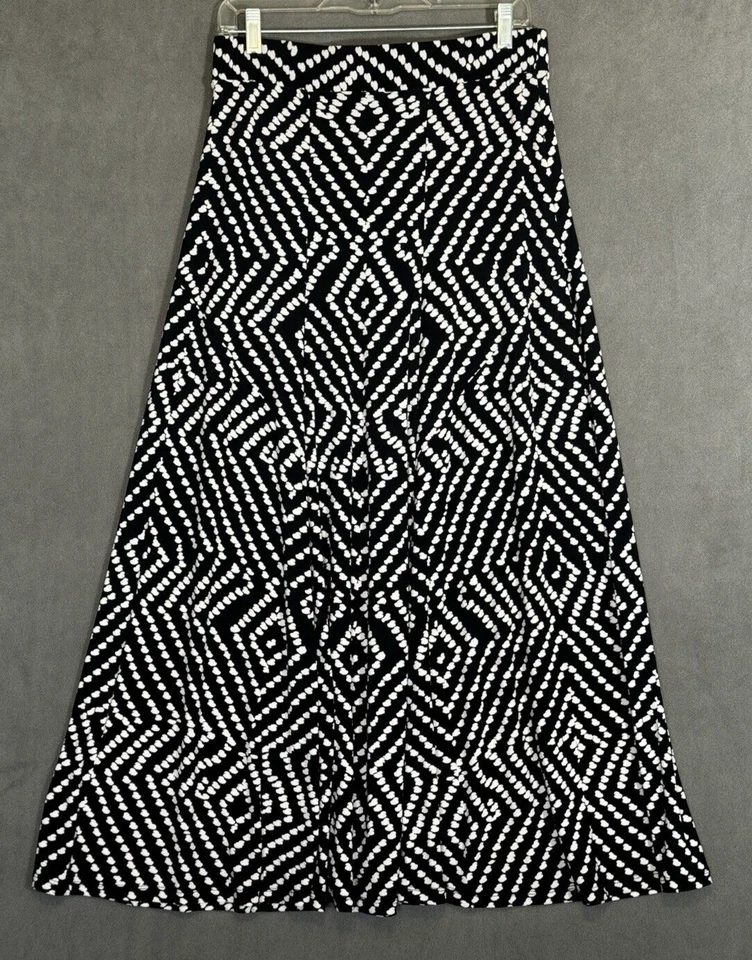 Falda Completa INC International Concepts Negra Blanca Talla M Abstracta Lunares Tribal Foto 2 de 4