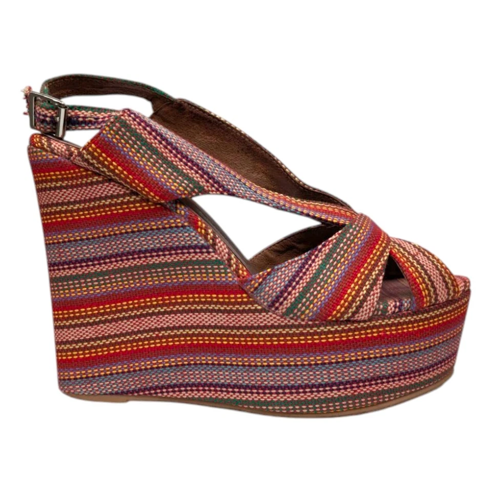 Jeffrey Campbell Ibiza Mariel Platform Sandals Womens Multicolor 5" Wedge Sz 7.5 - Image 3 of 4