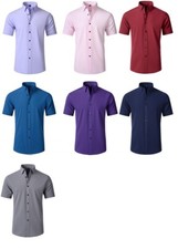 Men's Dress Shirts Formal Business Short Sleeves Slim Fit Elastic Casual Shirts
