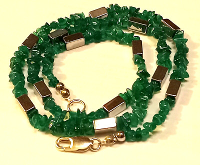 22'' HERREN-HALSKETTE AUS GRÜNEM ONYX.   Sterling Karabinerverschluss.    Helle lebendige Farbe.