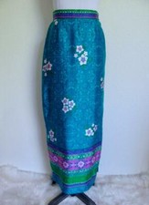 Vintage 70s Alex Colman Maxi Skirt S 27"w Hawaiian Hostess Blue Purple Floral