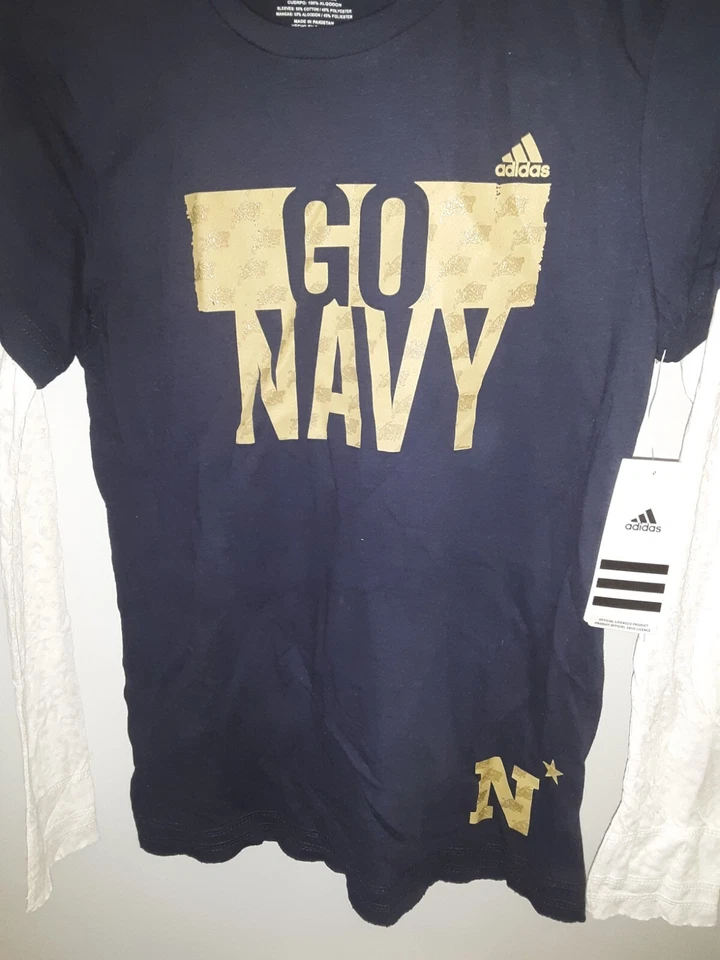 Camisa manga longa GO NAVY Midshipmen Naval Academy jovens meninas GRANDE Adidas #399 - Imagem 3 de 4