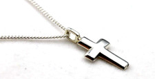 Sterling Silver 925 Small Cross Pendant  55cm Curb Necklace