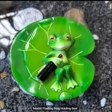 Funny Floating Frog Ornament Garden Pond Decor Lily Pad Beer Bottle Novelty