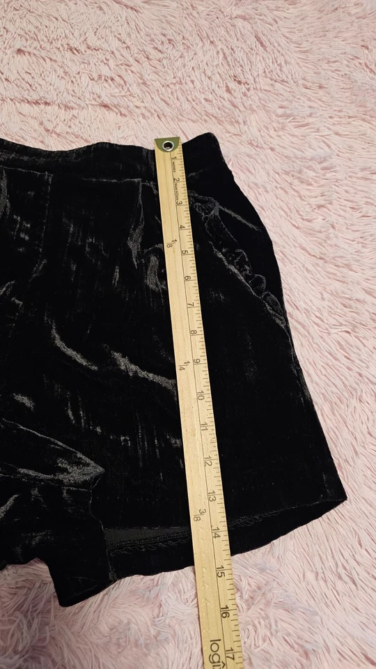 Pantalones Cortos Informales Topshop Para Mujer TERCIOPELO Negro Cremallera al Tobillo con Bolsillos Talla 4 Foto 4 de 4