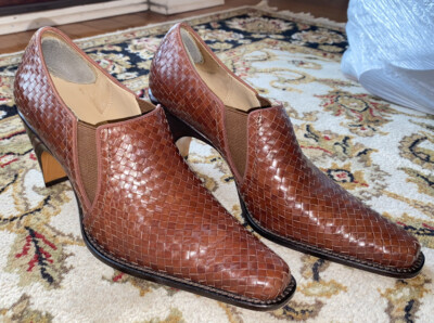 Joan & David Women\'s Brown Leather Dress Shoes JOAN & DAVID SZ 8.5M PATENT BROWN LEATHER BROGUE PUMPS HEELS  main image 4