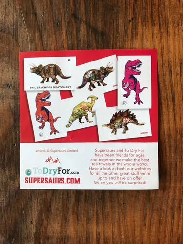 Tea Rex Tea Towel By Jay Jay Burridge Dinosaur Cotton orange Trex T-rex FREE P&P - Picture 6 of 8