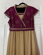 Purple Gold Net Anarkali Salwar Kameez Embroidered Dress for Women