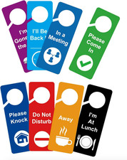 8 PCS 3.5X9.5'' Door Hanger Tags Sign Office Work in a Meeting Do Not Disturb Aw