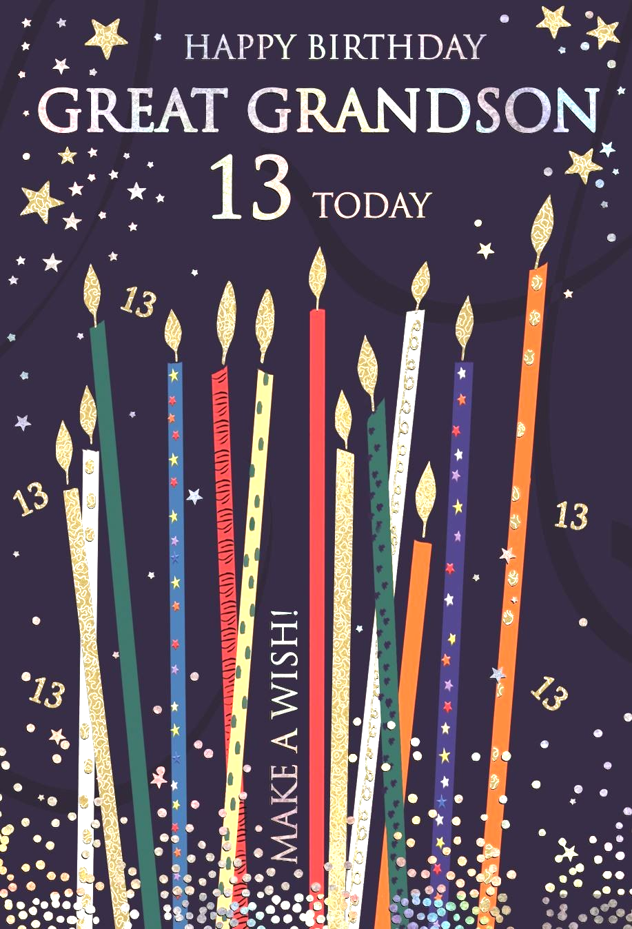 Birthday Card GREAT GRANDSON 13th 13. Great-Grandson. LOVELY 9"" Birthday Card.