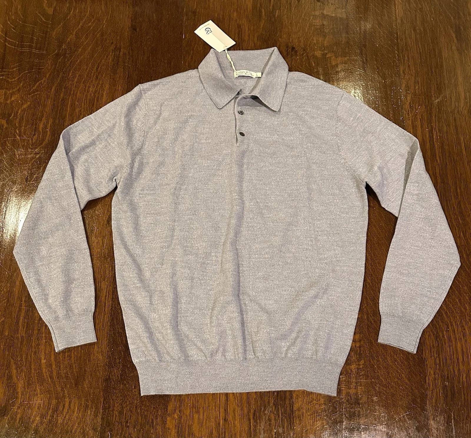 Collars & Co. Australian Merino Wool Polo Neck Knit Sweater Heather Gray Men’s L