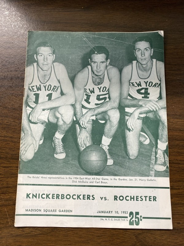 RARE 1953 NBA New York Knicks Knickerbockers vs Rochester Royals Program