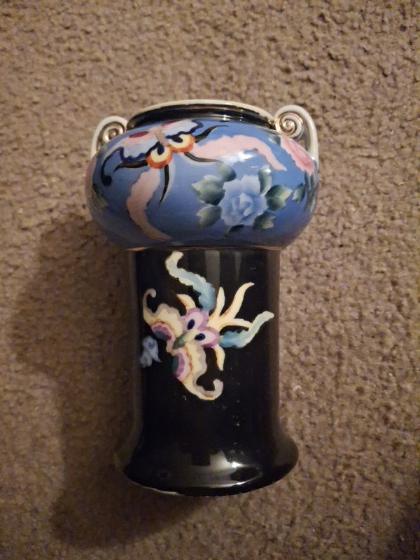 Antique Nippon Art Nouveau Vase Bowl Hand Painted Porcelain 6" Butterfly Vase