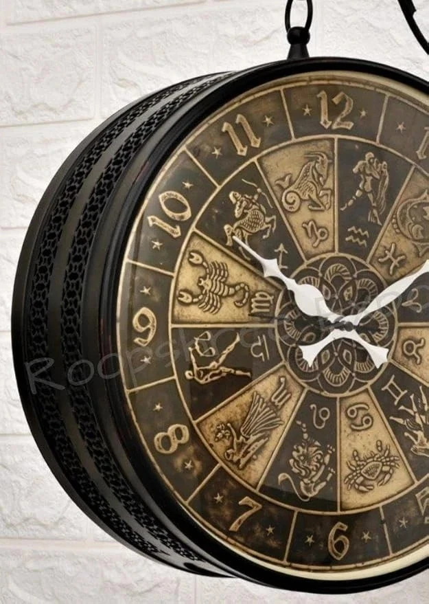 Double Sided Black 12"Inch Wall Clock Antique Style station Christmas Decor Gift - Image 3 of 4