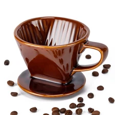 Pour Over Coffee Maker, Pour Over Coffee Dripper with 3 Holes Flat Bottom, Ce...