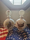 2 Jim Beam Decanters Field Birds Milk Glass Vtg EMPTY Bobwhite & Ringnecked