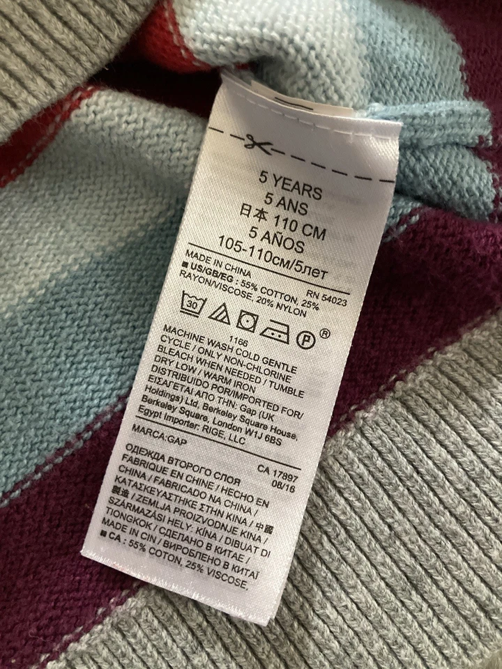 Suéter Baby Gap Multicolor Arco Iris Rayas Talla 5 Años Foto 4 de 4