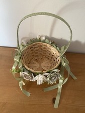 Wedding Light Blue & White Wicker Flower Girl Bridesmaid Basket