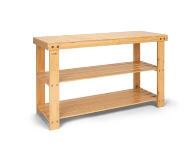 Schuhregal mit Sitzbank bis 130Kg belastbar, Meramie, Bambus, Natur Holz - Bild 1 von 4