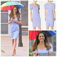 LK BENNETT Dee Dress - Size UK10 US6 Crepe Shift Iris Blue ASO Royal PoW *Rare*
