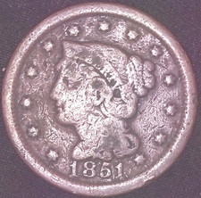 1851 DRAPED BUST LARGE CENT 1C 