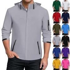 Men's Casual Windbreaker Waterproof Hiking Hooded Jackets Outdoor Fishing Coat