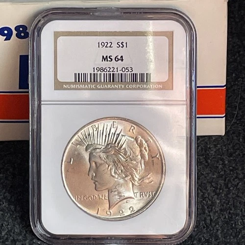 1922 Peace Dollar, NGC MS 64 Gem Uncirculated Silver Old Holder Blast White!